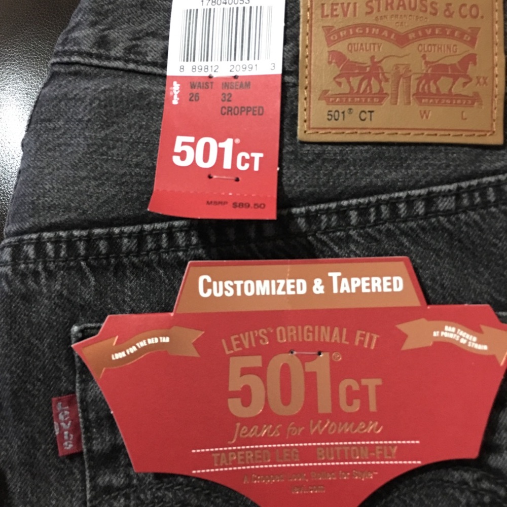 LEVI'S 501 CT Women's Cropped Jeans Coal Black - Picture 8 of 8